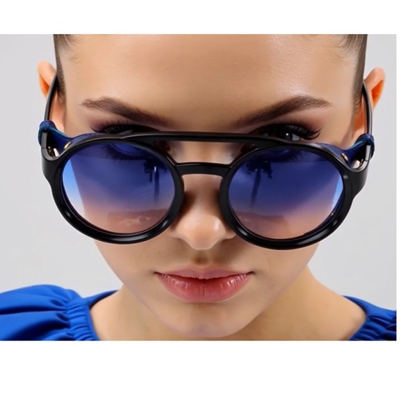 Women Sunglasses Luxury Round Side Shield‎ Hipster Designer Cyber Shades Lentes - Picture 6 of 8